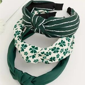 Green Floral and Striped Headband Set NWOT